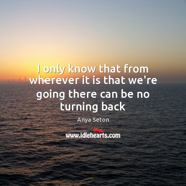 I only know that from wherever it is that we’re going there can be no turning back Anya Seton Picture Quote