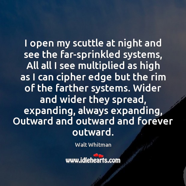 I open my scuttle at night and see the far-sprinkled systems, All Walt Whitman Picture Quote