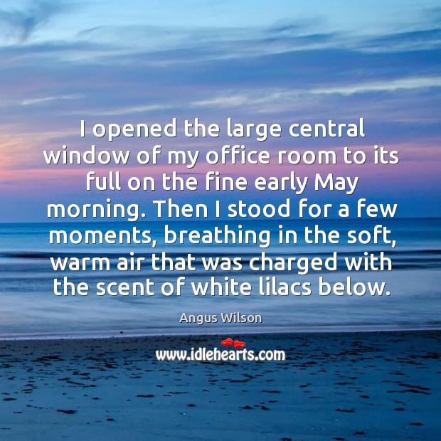I opened the large central window of my office room to its full on the fine early may morning. Angus Wilson Picture Quote