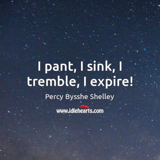 I pant, I sink, I tremble, I expire! Percy Bysshe Shelley Picture Quote