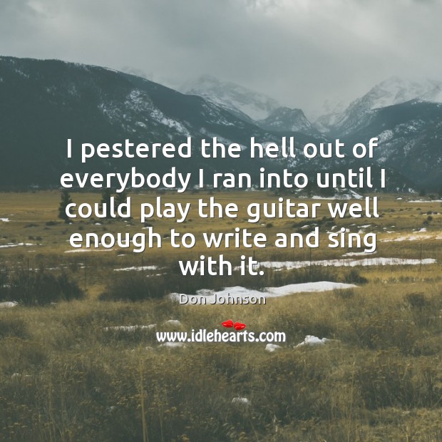 I pestered the hell out of everybody I ran into until I could play the guitar well enough Don Johnson Picture Quote
