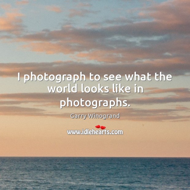 I photograph to see what the world looks like in photographs. Image