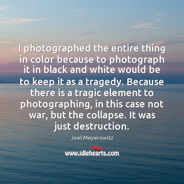 I photographed the entire thing in color because to photograph it in Joel Meyerowitz Picture Quote