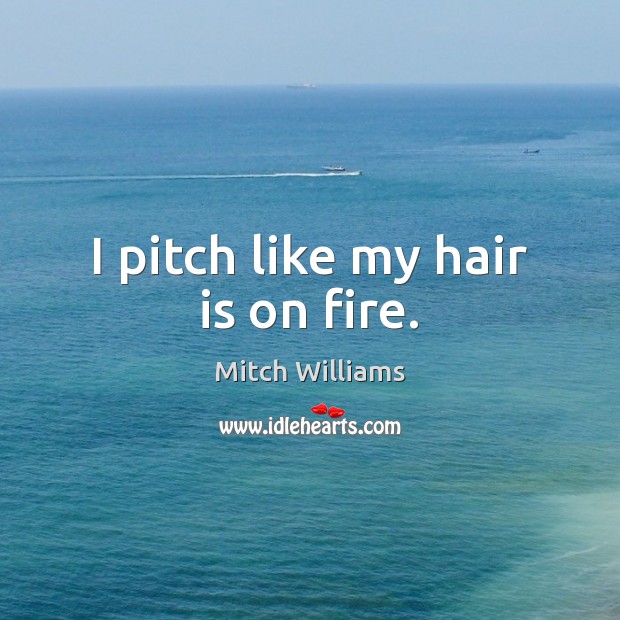 I pitch like my hair is on fire. Mitch Williams Picture Quote