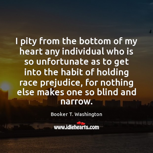 I pity from the bottom of my heart any individual who is Booker T. Washington Picture Quote