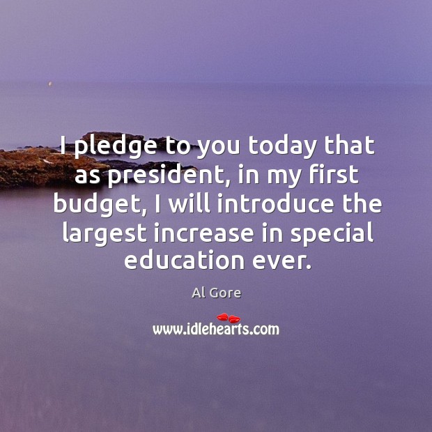 I pledge to you today that as president, in my first budget Image