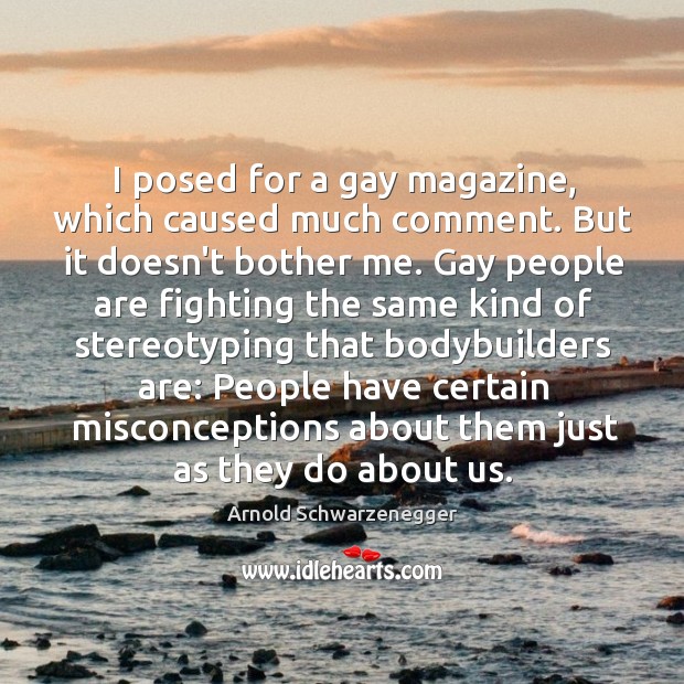 I posed for a gay magazine, which caused much comment. But it Arnold Schwarzenegger Picture Quote