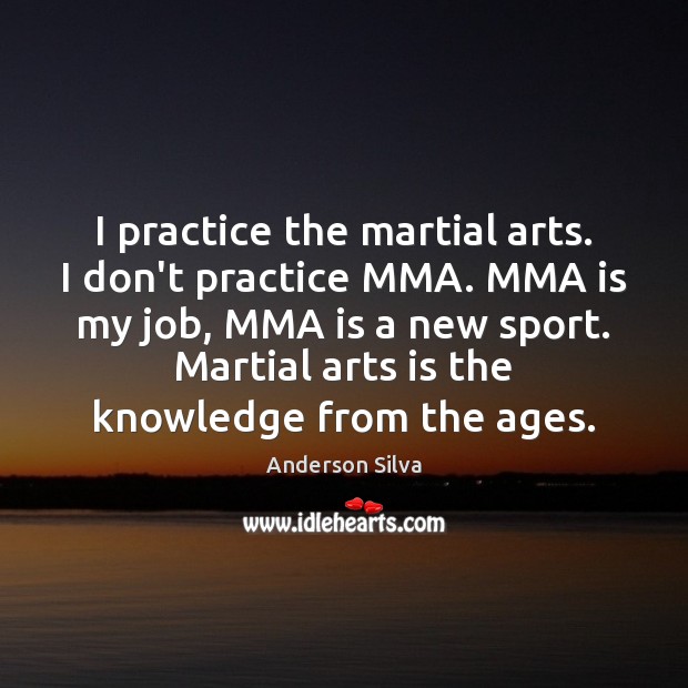 I practice the martial arts. I don’t practice MMA. MMA is my Anderson Silva Picture Quote