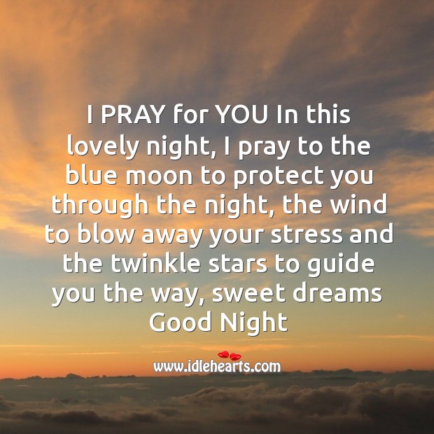 I pray for you in this lovely night Good Night Quotes Image