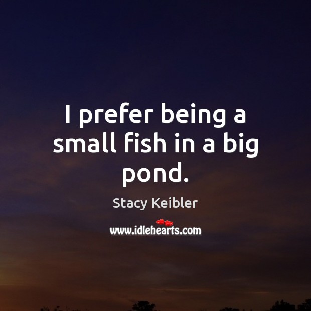 I prefer being a small fish in a big pond. Stacy Keibler Picture Quote