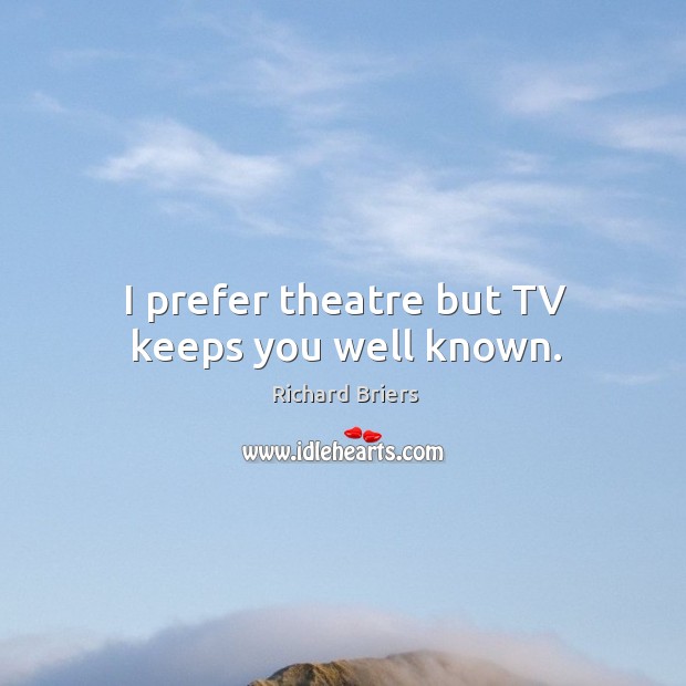 I prefer theatre but tv keeps you well known. Image