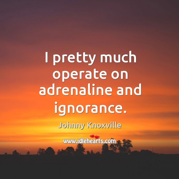 I pretty much operate on adrenaline and ignorance. Image