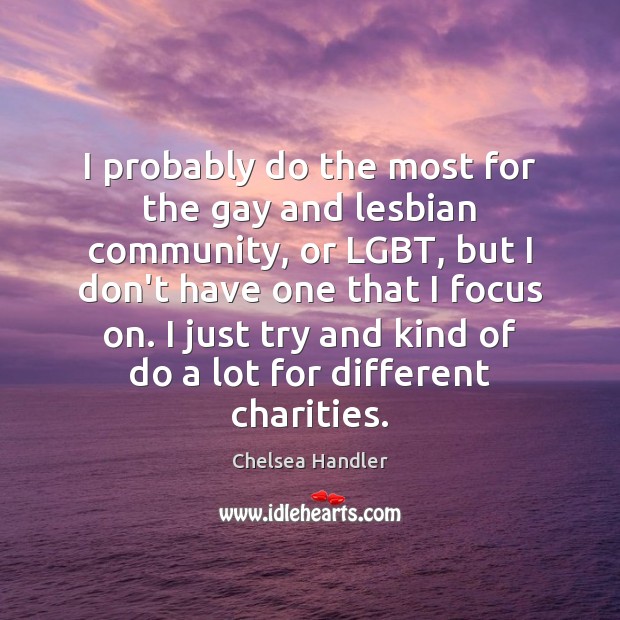 I probably do the most for the gay and lesbian community, or Chelsea Handler Picture Quote