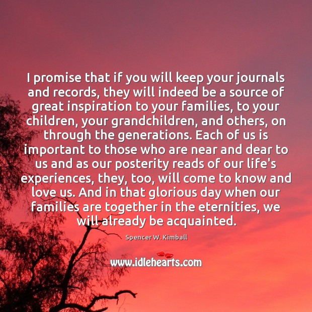 I promise that if you will keep your journals and records, they Spencer W. Kimball Picture Quote