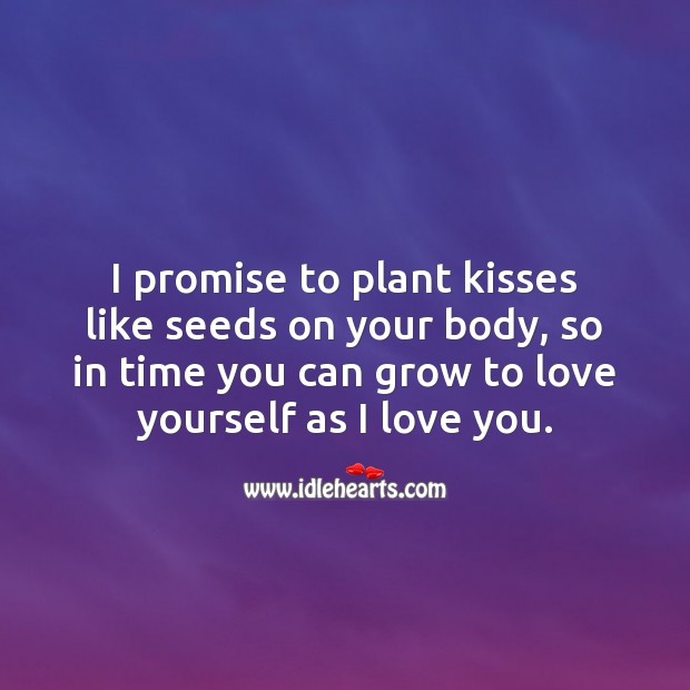 I promise to plant kisses like seeds on your body. Love Yourself Quotes Image