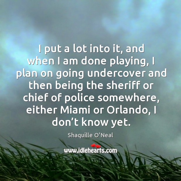 I put a lot into it, and when I am done playing Shaquille O’Neal Picture Quote