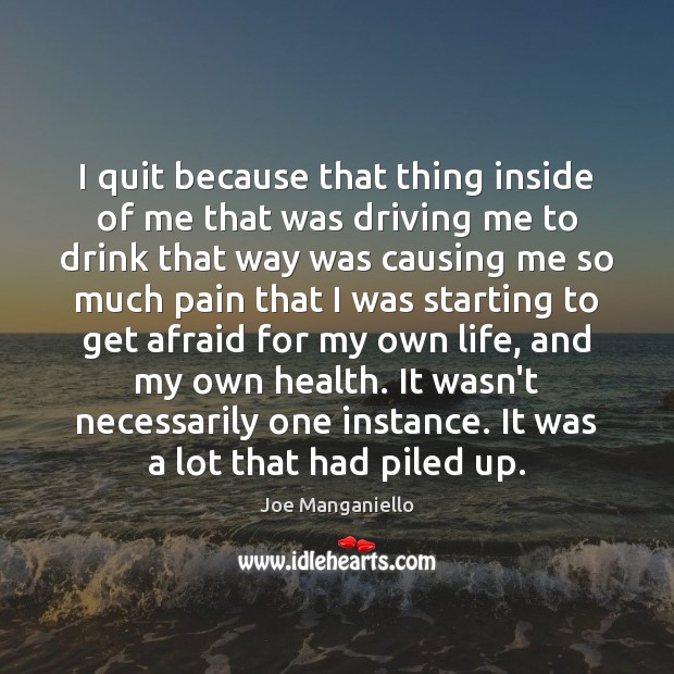 I quit because that thing inside of me that was driving me Joe Manganiello Picture Quote