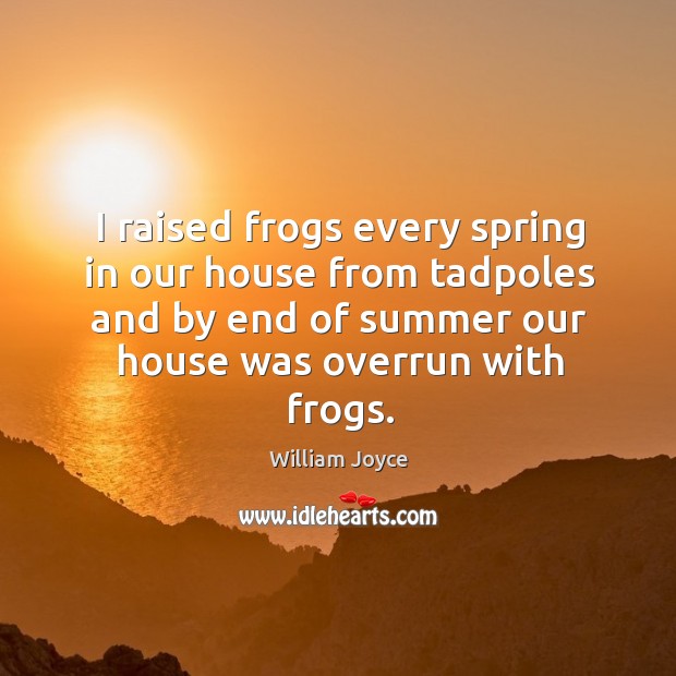 I raised frogs every spring in our house from tadpoles and by end of summer our house was overrun with frogs. Summer Quotes Image
