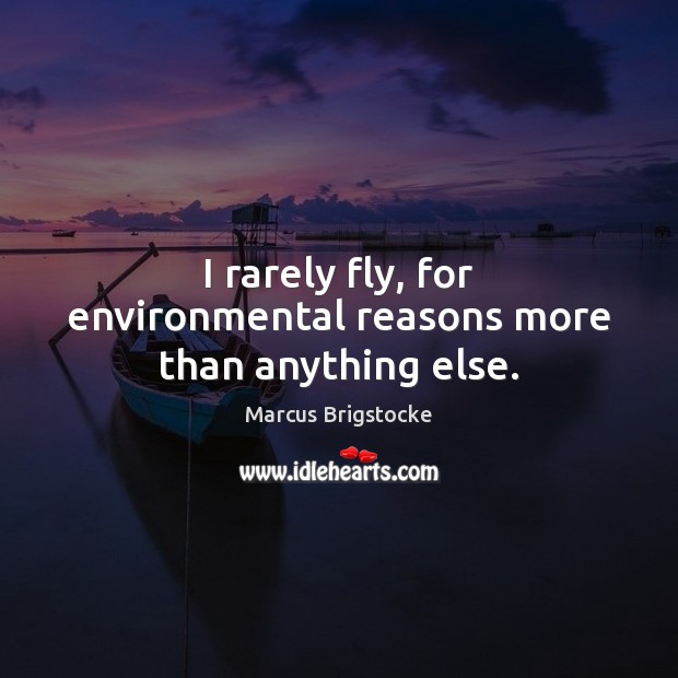I rarely fly, for environmental reasons more than anything else. Marcus Brigstocke Picture Quote