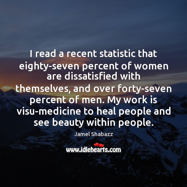 I read a recent statistic that eighty-seven percent of women are dissatisfied Image