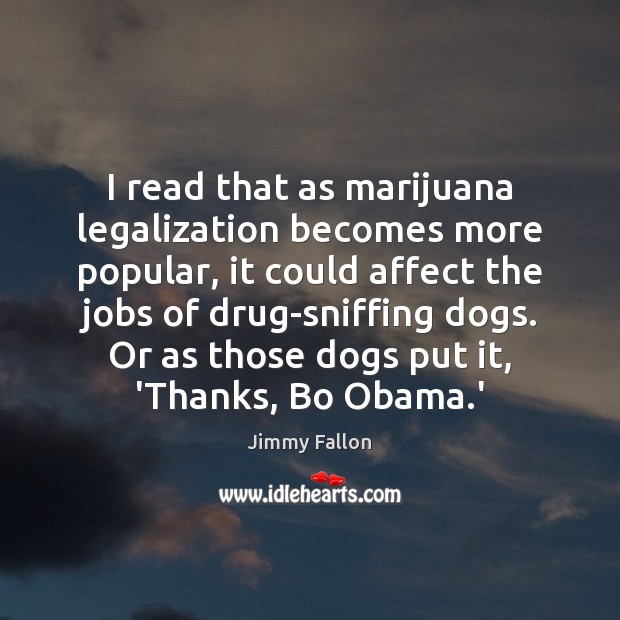 I read that as marijuana legalization becomes more popular, it could affect Jimmy Fallon Picture Quote