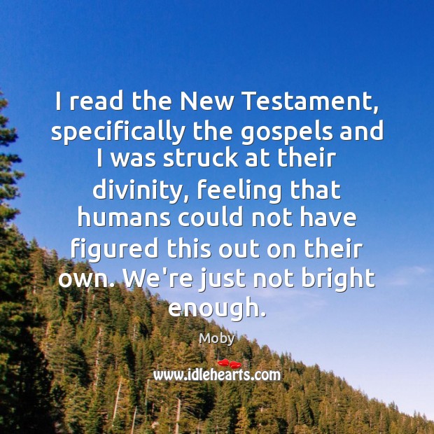 I read the New Testament, specifically the gospels and I was struck Moby Picture Quote