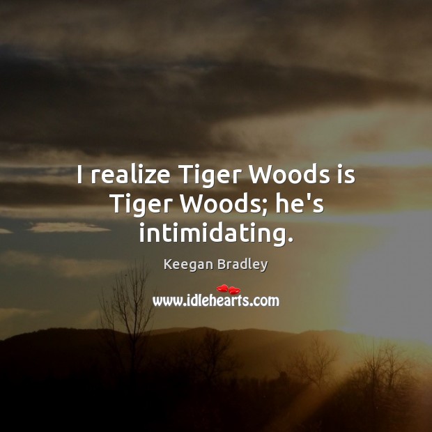 I realize Tiger Woods is Tiger Woods; he’s intimidating. 