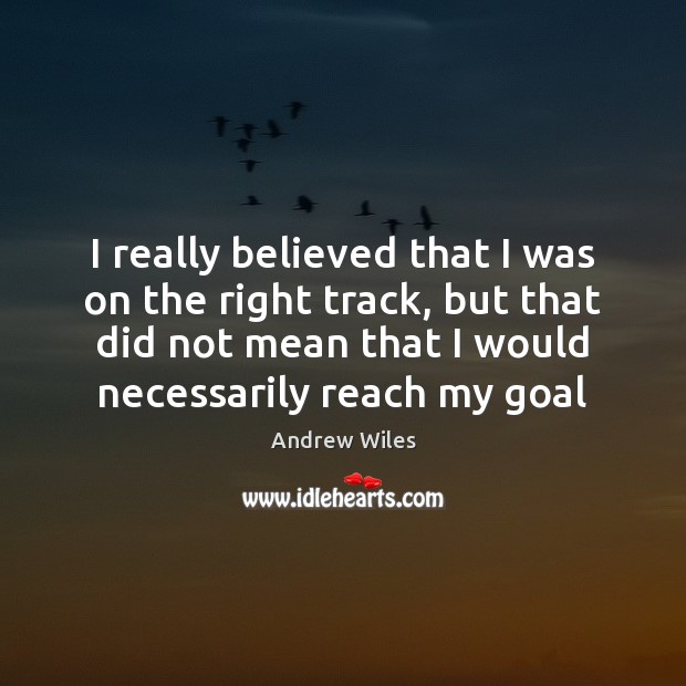 I really believed that I was on the right track, but that Andrew Wiles Picture Quote
