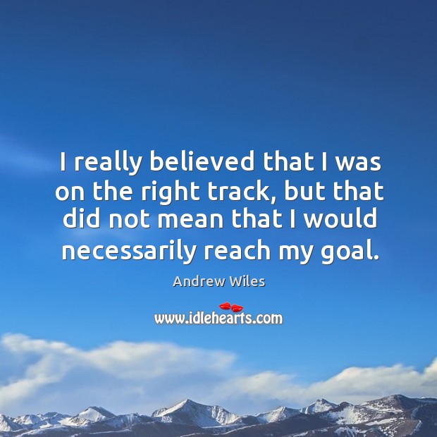 I really believed that I was on the right track, but that did not mean that I would necessarily reach my goal. Andrew Wiles Picture Quote