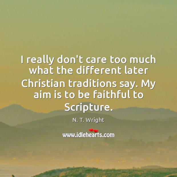 I really don’t care too much what the different later Christian traditions N. T. Wright Picture Quote