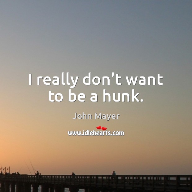 I really don’t want to be a hunk. John Mayer Picture Quote