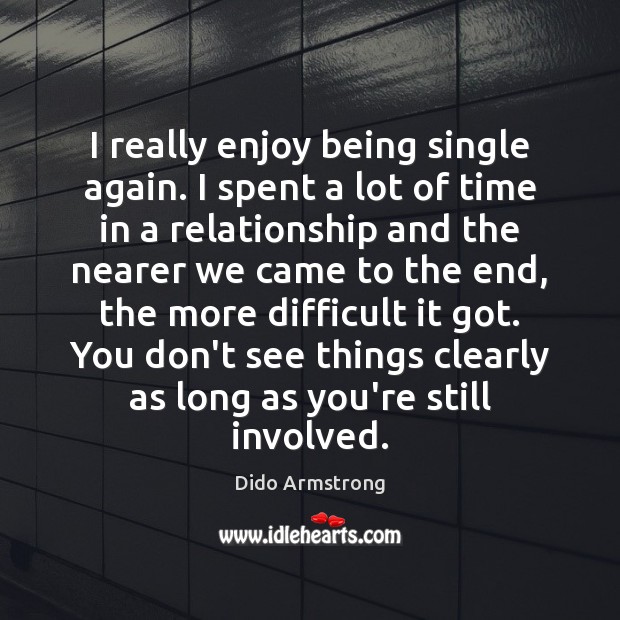 I really enjoy being single again. I spent a lot of time Dido Armstrong Picture Quote