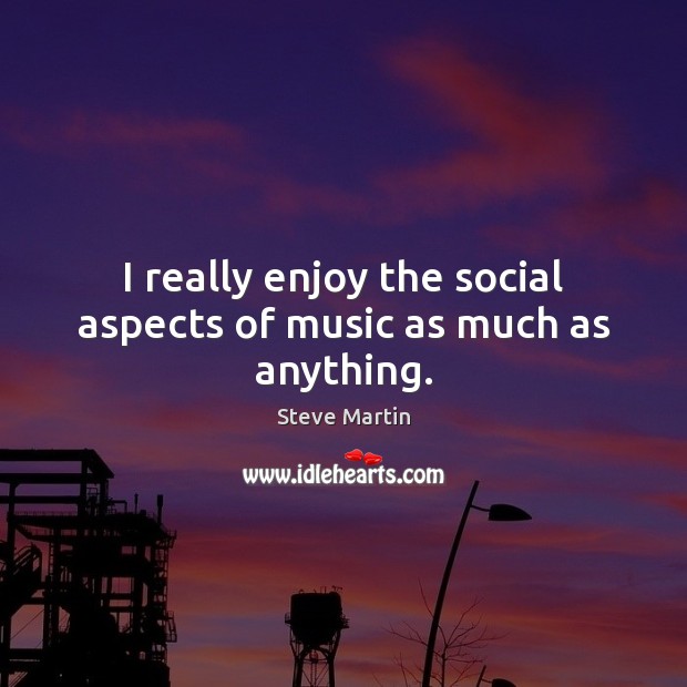 I really enjoy the social aspects of music as much as anything. Steve Martin Picture Quote