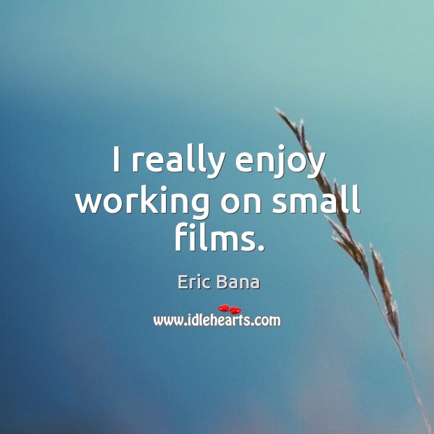 I really enjoy working on small films. Eric Bana Picture Quote