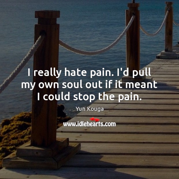 I really hate pain. I'd pull my own soul out if it meant I could stop the  pain. - IdleHearts