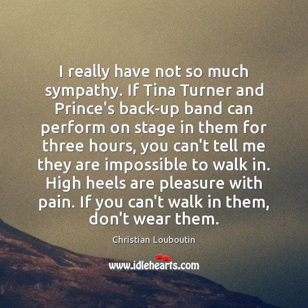 I really have not so much sympathy. If Tina Turner and Prince’s Christian Louboutin Picture Quote