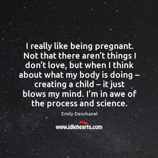 I really like being pregnant. Not that there aren’t things I don’t love, but when I think Emily Deschanel Picture Quote