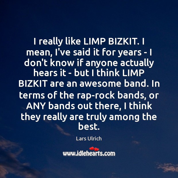 I really like LIMP BIZKIT. I mean, I’ve said it for years Lars Ulrich Picture Quote