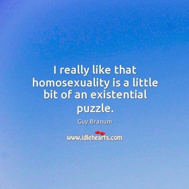 I really like that homosexuality is a little bit of an existential puzzle. Guy Branum Picture Quote