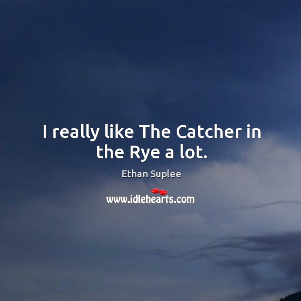 I really like the catcher in the rye a lot. Ethan Suplee Picture Quote