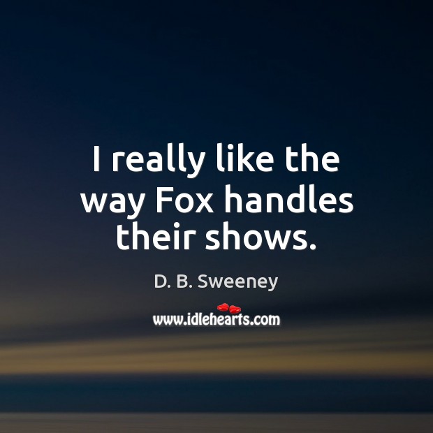 I really like the way Fox handles their shows. D. B. Sweeney Picture Quote