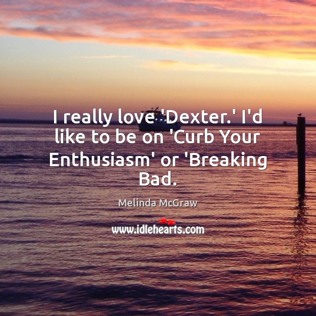 I really love ‘Dexter.’ I’d like to be on ‘Curb Your Enthusiasm’ or ‘Breaking Bad. Melinda McGraw Picture Quote