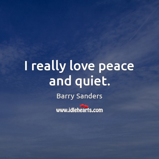 I really love peace and quiet. Barry Sanders Picture Quote