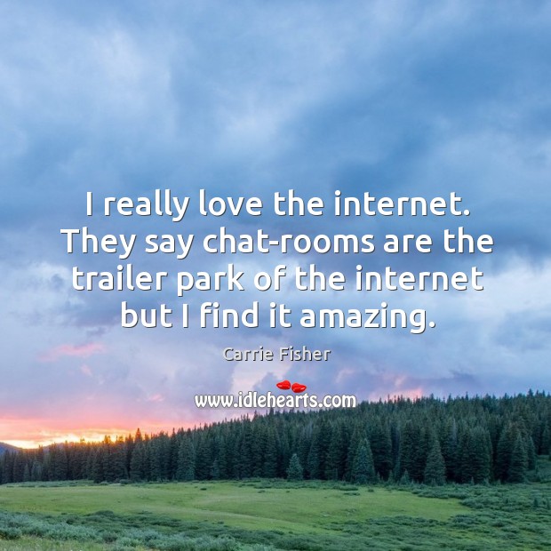 I really love the internet. They say chat-rooms are the trailer park of the internet but I find it amazing. Image