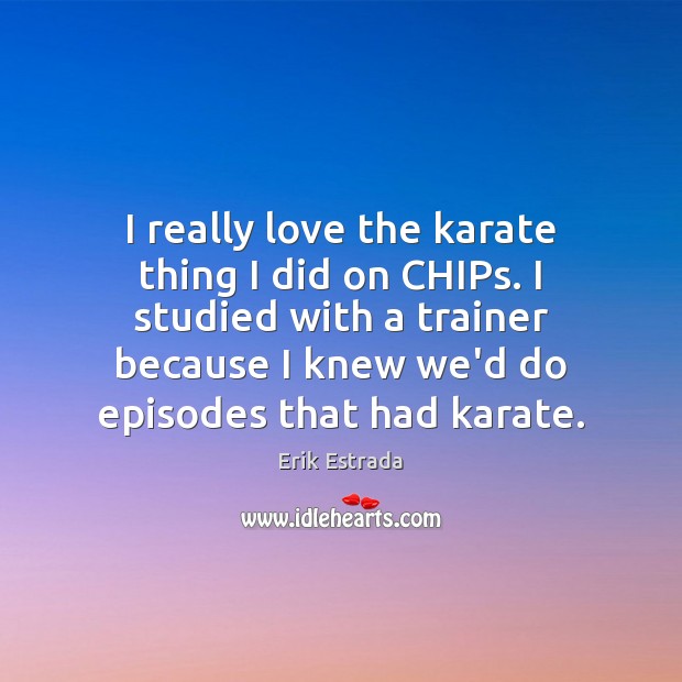 I really love the karate thing I did on CHIPs. I studied Erik Estrada Picture Quote