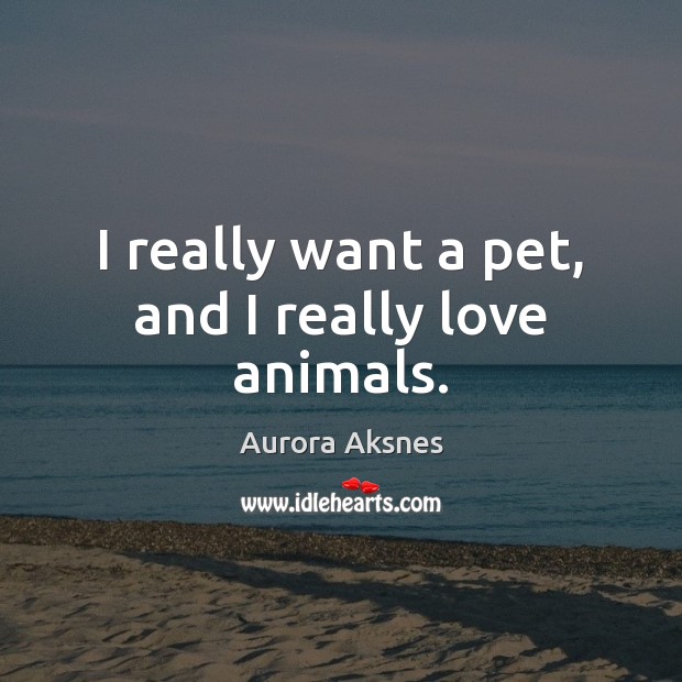 I really want a pet, and I really love animals. Aurora Aksnes Picture Quote