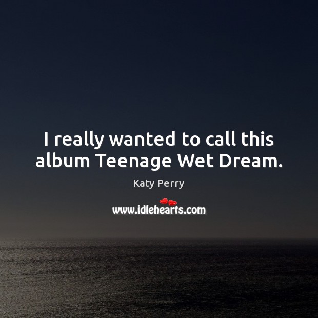 I really wanted to call this album Teenage Wet Dream. Image