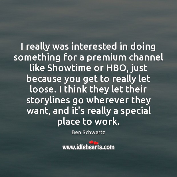 I really was interested in doing something for a premium channel like Image