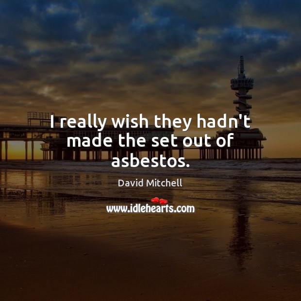 I really wish they hadn’t made the set out of asbestos. David Mitchell Picture Quote