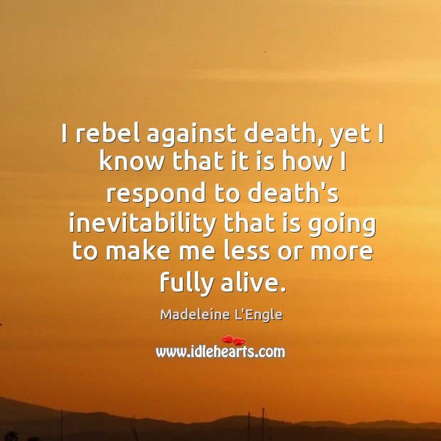 I rebel against death, yet I know that it is how I Image